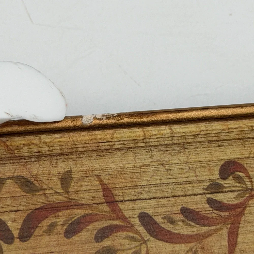 Vintage Floral Gold Leaf Photo Album Picture Frame Cover Rose Vine Shabby Chic